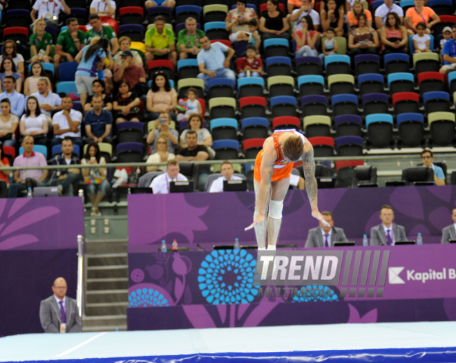 Azərbaycan gimnastı Oleq Stepko Avropa Oyunlarında gümüş medal qazandı. Bakı, Azərbaycan, 18 iyun 2015